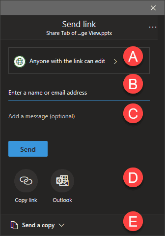 Send Link dialog box Send Link dialog box