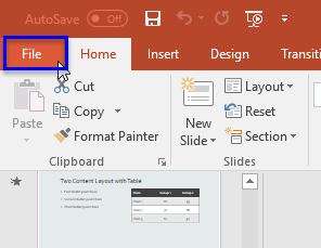 File menu