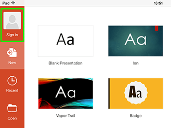 Sign and Switch Accounts in PowerPoint for iPad