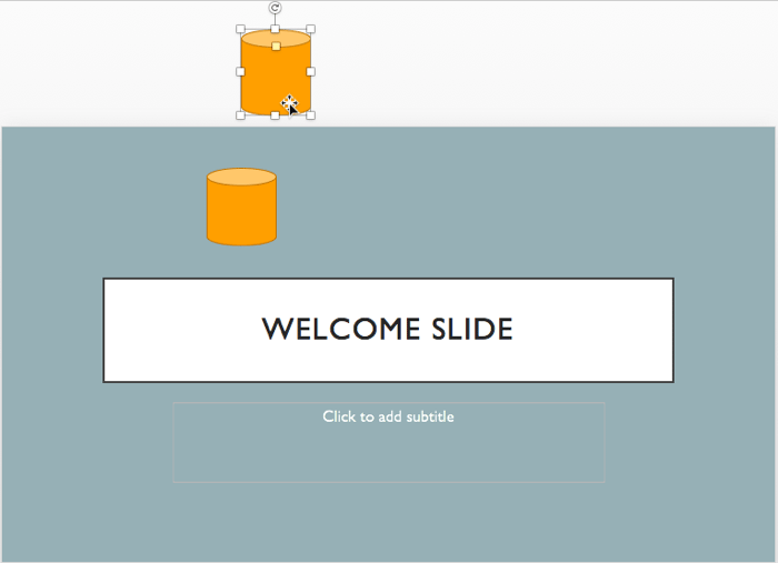 A slide object placed outside the Slide in the Workspace