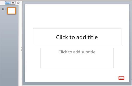 Slide number starts at the number set Slide number starts at the number set