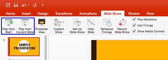 Slide Show View in PowerPoint 2016 for Mac