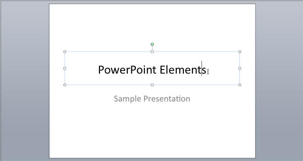 Text added in an existing text placeholder