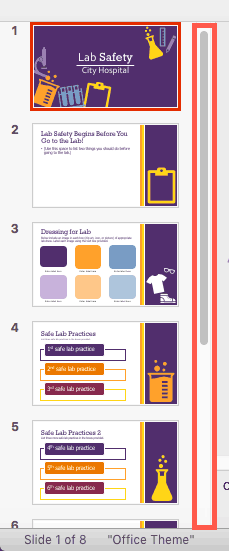 Scroll bar for the Slide Pane