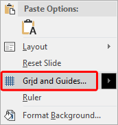 Grid and Guides option within contextual menu