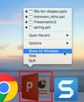 PowerPoint icon on the Dock