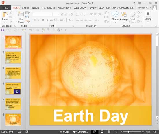 Only one of the multiple open presentations is visible