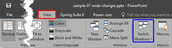 Switch Views Between Multiple Presentations in PowerPoint 2016 for Windows