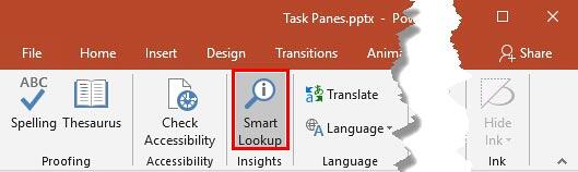 Task Pane in PowerPoint 2019 for Windows