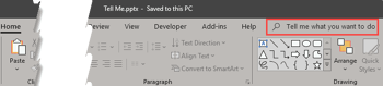 Tell Me in PowerPoint 2016 for Windows