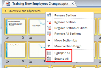 Learn PowerPoint 2010 for Windows: Viewing Sections