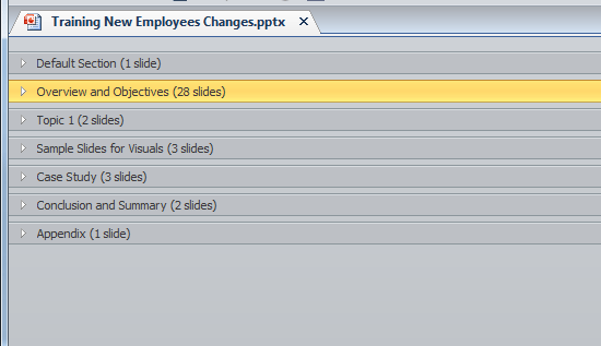 Viewing Sections in PowerPoint 2010 for Windows