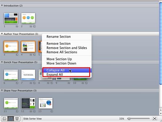 Options to collapse/expand all slides in the presentation Options to collapse/expand all slides in the presentation