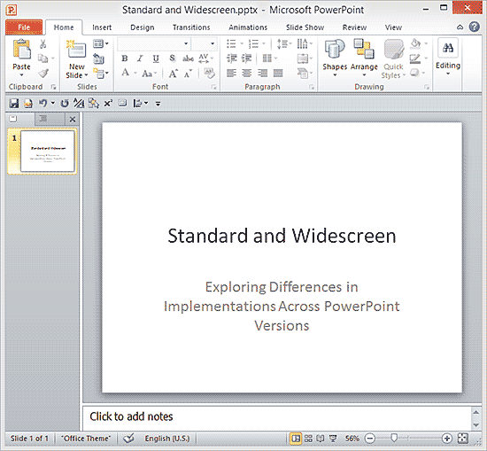 A typical slide in PowerPoint 2010