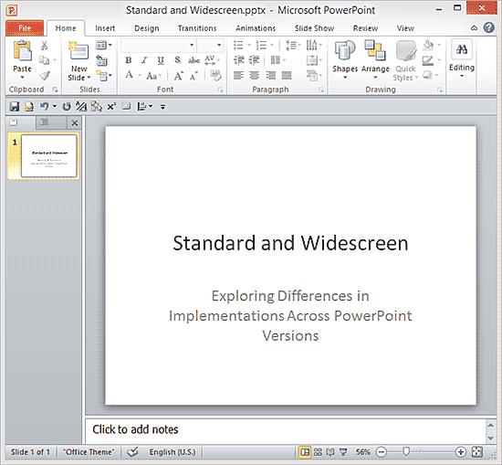 A typical slide in PowerPoint 2010 A typical slide in PowerPoint 2010