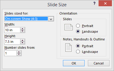 Slide Size dialog box Slide Size dialog box