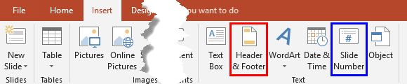 Header and Footer button