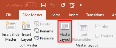 Master Layout button