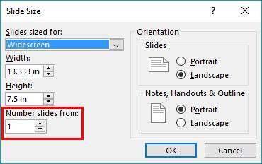 Slide Size dialog box