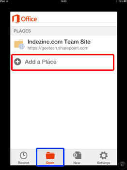 Open places in Office Mobile