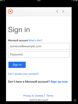 Sign in to SkyDrive