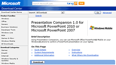 Download Presentation Companion from the Microsoft site