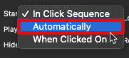 Automatically start mode selected