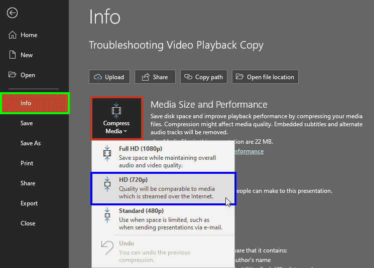 Compress Media in PowerPoint 365 for Windows Compress Media in PowerPoint 365 for Windows