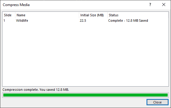 Compression results in PowerPoint 365 for Windows Compression results in PowerPoint 365 for Windows