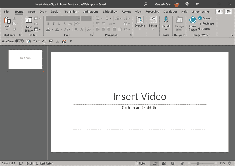 File opened in the desktop version of PowerPoint