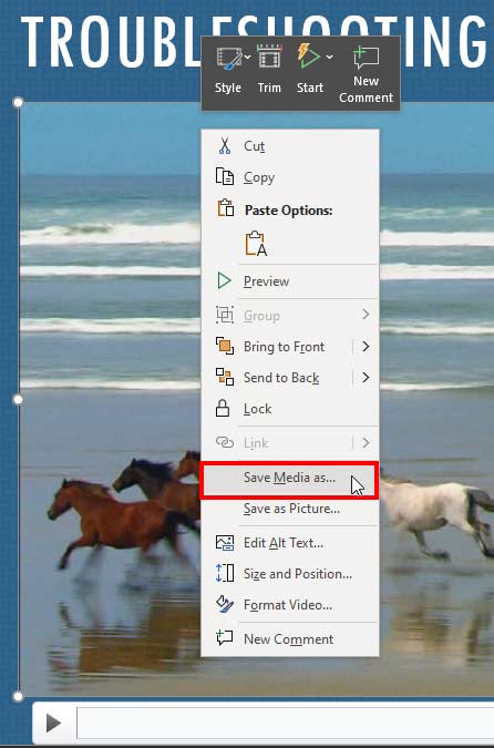 Save Media as a video clip in PowerPoint 365 for Windows