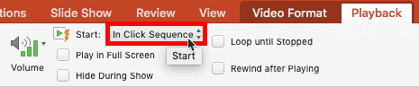 Start button within the Playback tab Start button within the Playback tab
