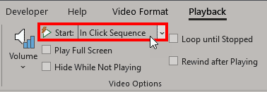 Video Tools Playback tab of the Ribbon