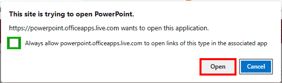 This site is trying to open PowerPoint