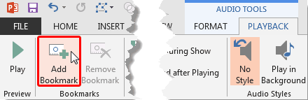 Add Bookmark button within the Bookmarks group