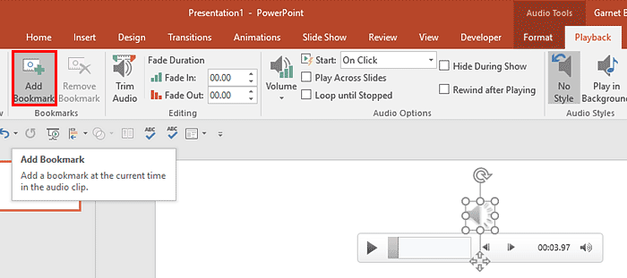 Add Bookmark button within the Bookmarks group Add Bookmark button within the Bookmarks group