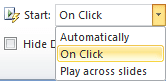 Start drop-down list