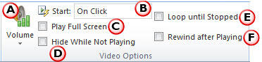Video Options within Video Tools Playback tab of the Ribbon