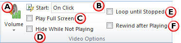 Video Options within Video Tools Playback tab of the Ribbon Video Options within Video Tools Playback tab of the Ribbon