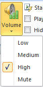 Volume drop-down menu Volume drop-down menu