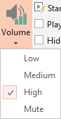 Volume drop-down menu Volume drop-down menu