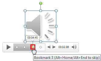 Selected bookmark within the Player Controls bar