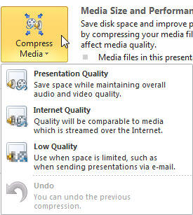 Compress Media drop-down menu Compress Media drop-down menu