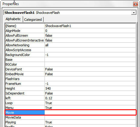 Properties window Properties window