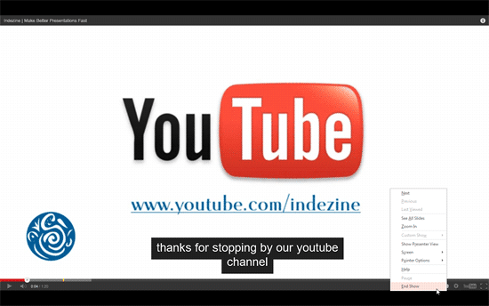 YouTube video player playing embed video on the slide YouTube video player playing embed video on the slide