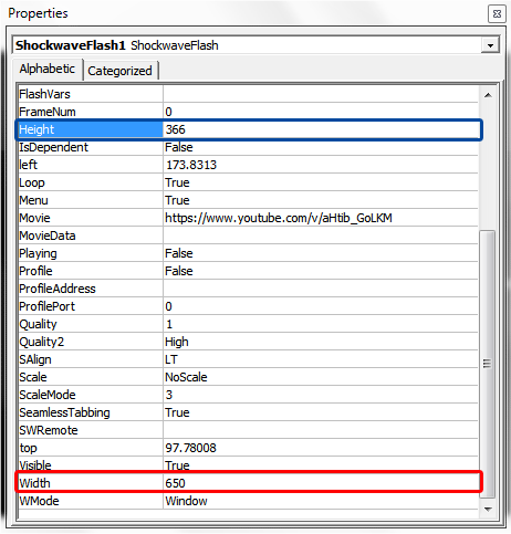 Set Height and Width attributes