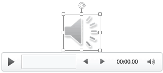 A sound icon on the slide represents the audio clip