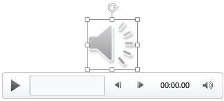 A sound icon on the slide represents the audio clip A sound icon on the slide represents the audio clip
