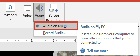 Audio on My PC option Audio on My PC option