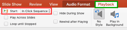 Playback tab of the Ribbon activated Playback tab of the Ribbon activated